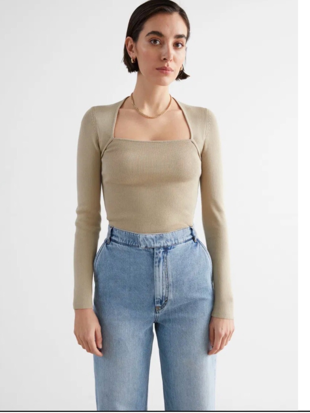 & Other Stories Tan Long Sleeve Shrug style knit sweater